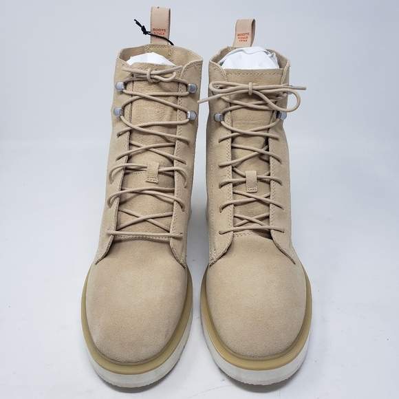 Sorel Hi-Line Lace Suede Leather Boots color chalk Size 12 NEW - Picture 2 of 7